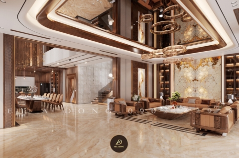 Thiết kế - Thi công nội thất biệt thự gỗ óc chó tại Nghệ An - Anh Nhật Anh